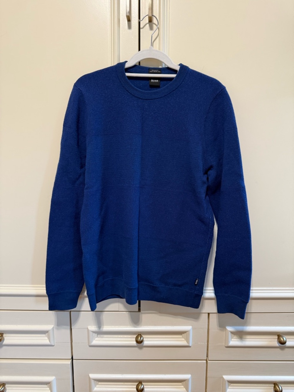 Hugo Boss Textured Pima Cotton Sweater in blue men’s size XL